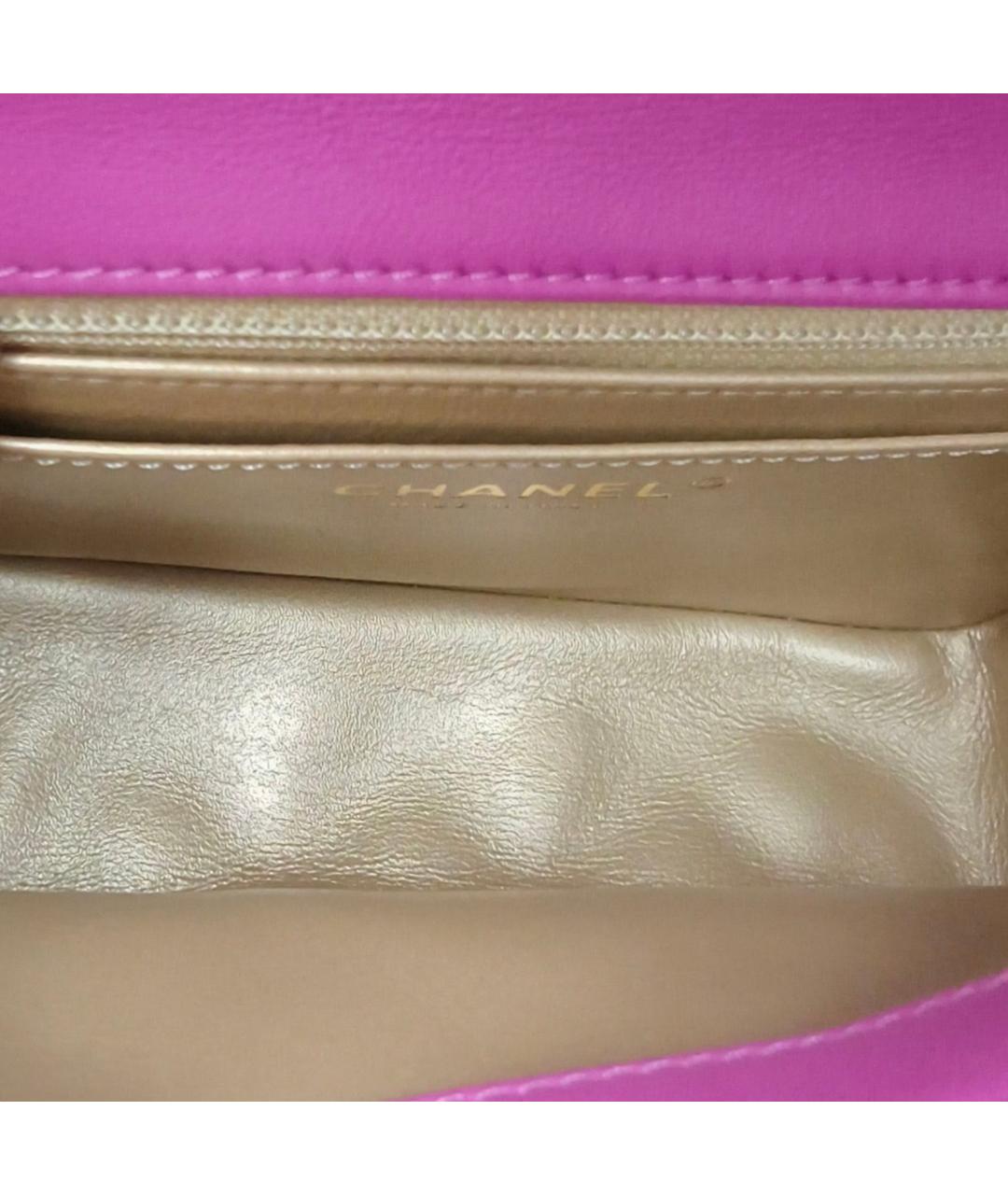 CHANEL Фуксия кожаная сумка через плечо, фото 8