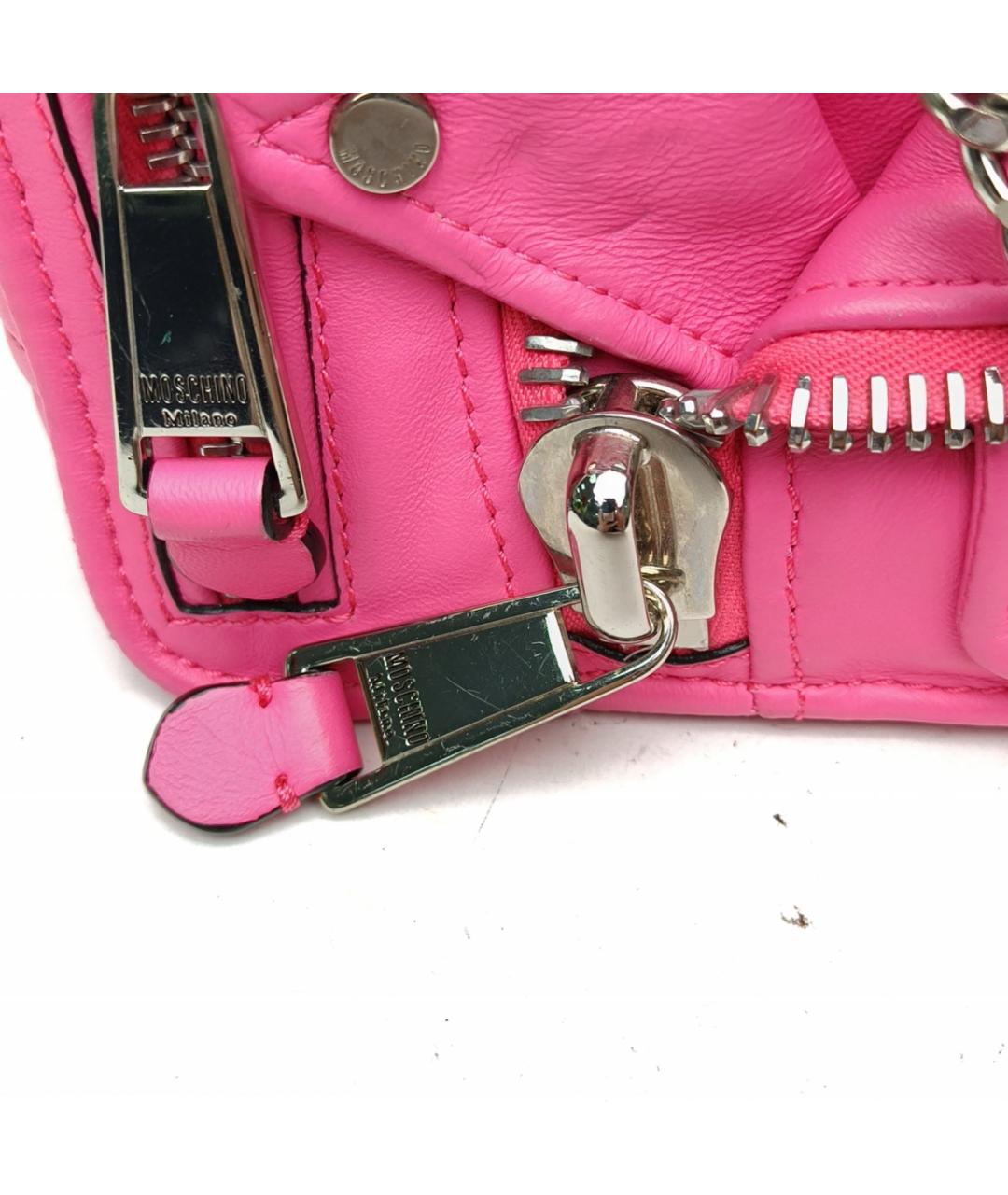 MOSCHINO Фуксия кожаная сумка через плечо, фото 8