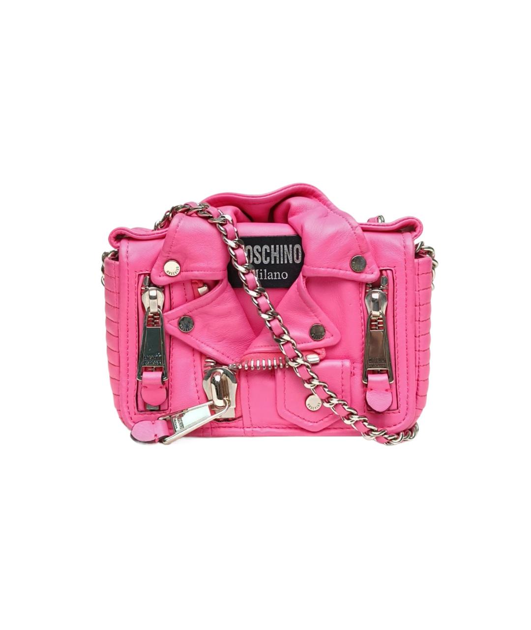 MOSCHINO Фуксия кожаная сумка через плечо, фото 10