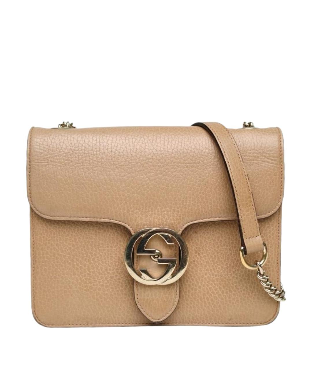 GUCCI Бежевая кожаная сумка через плечо, фото 1
