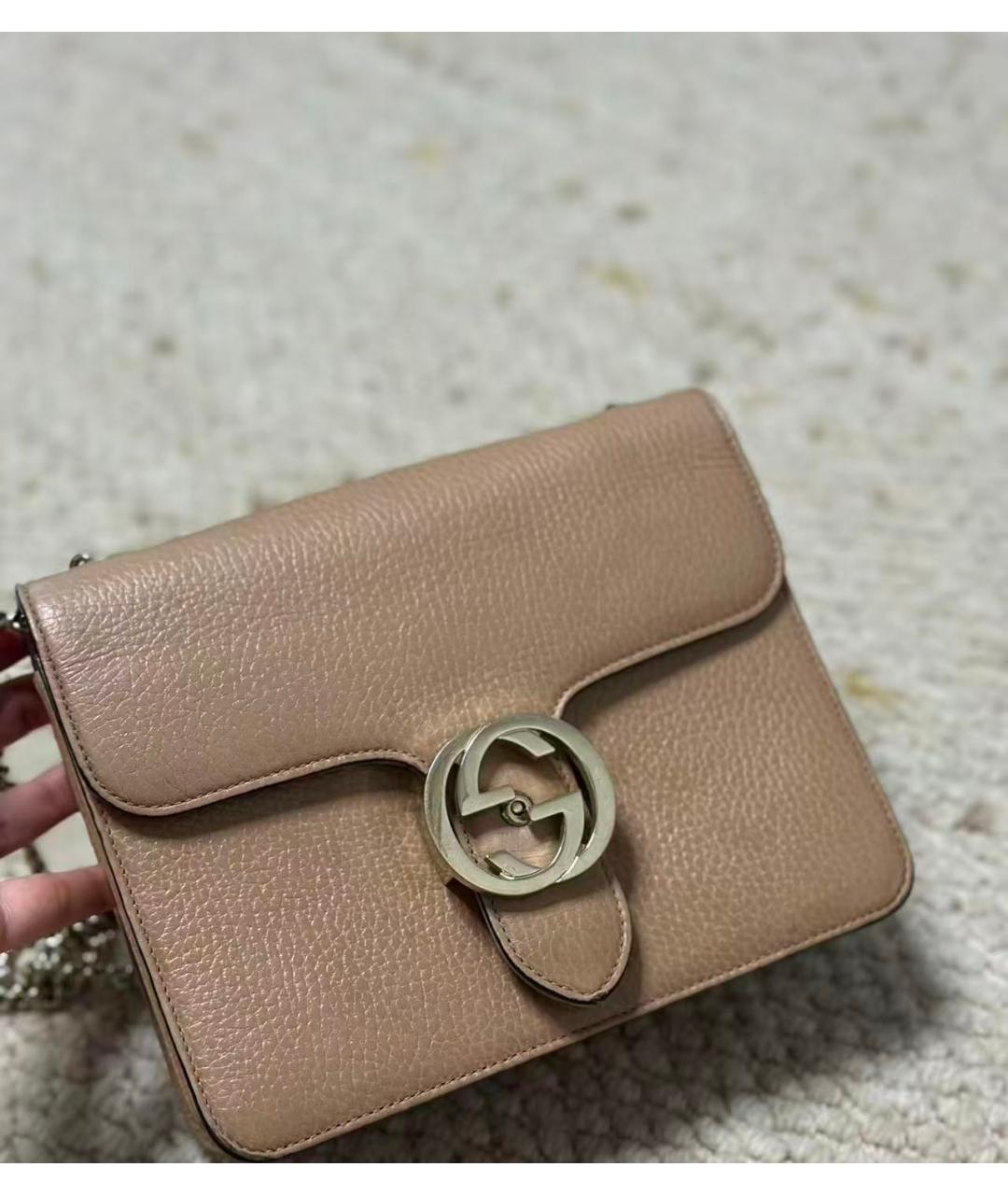 GUCCI Бежевая кожаная сумка через плечо, фото 8