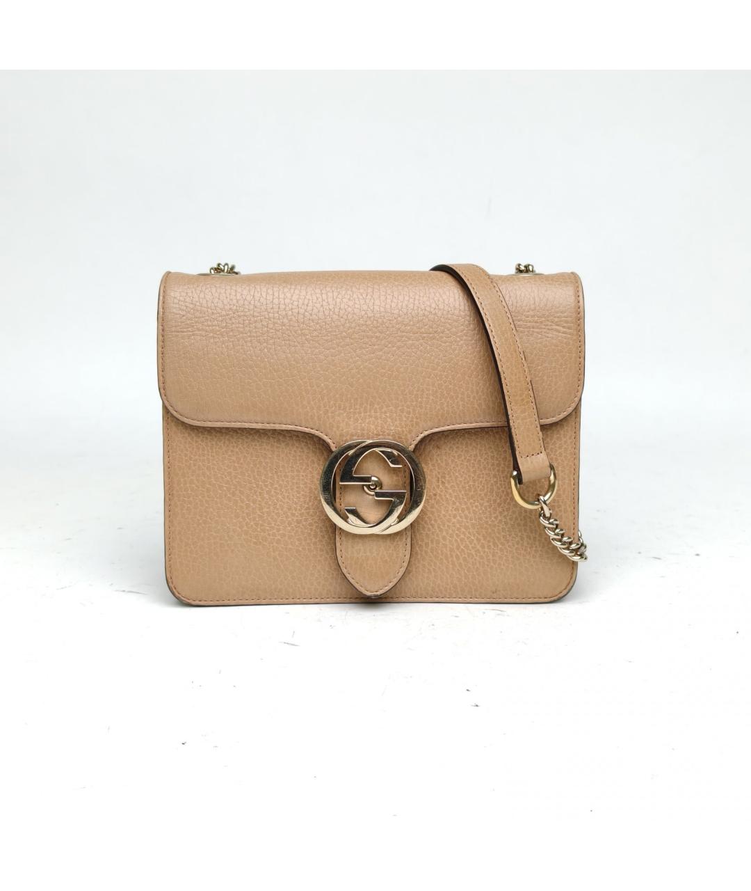 GUCCI Бежевая кожаная сумка через плечо, фото 2