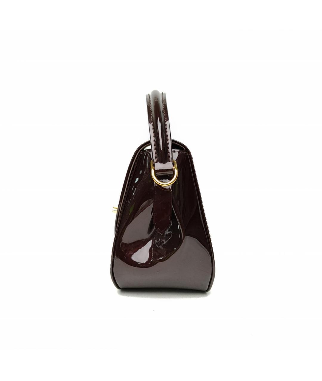 LOUIS VUITTON Бордовая сумка через плечо из лакированной кожи, фото 3
