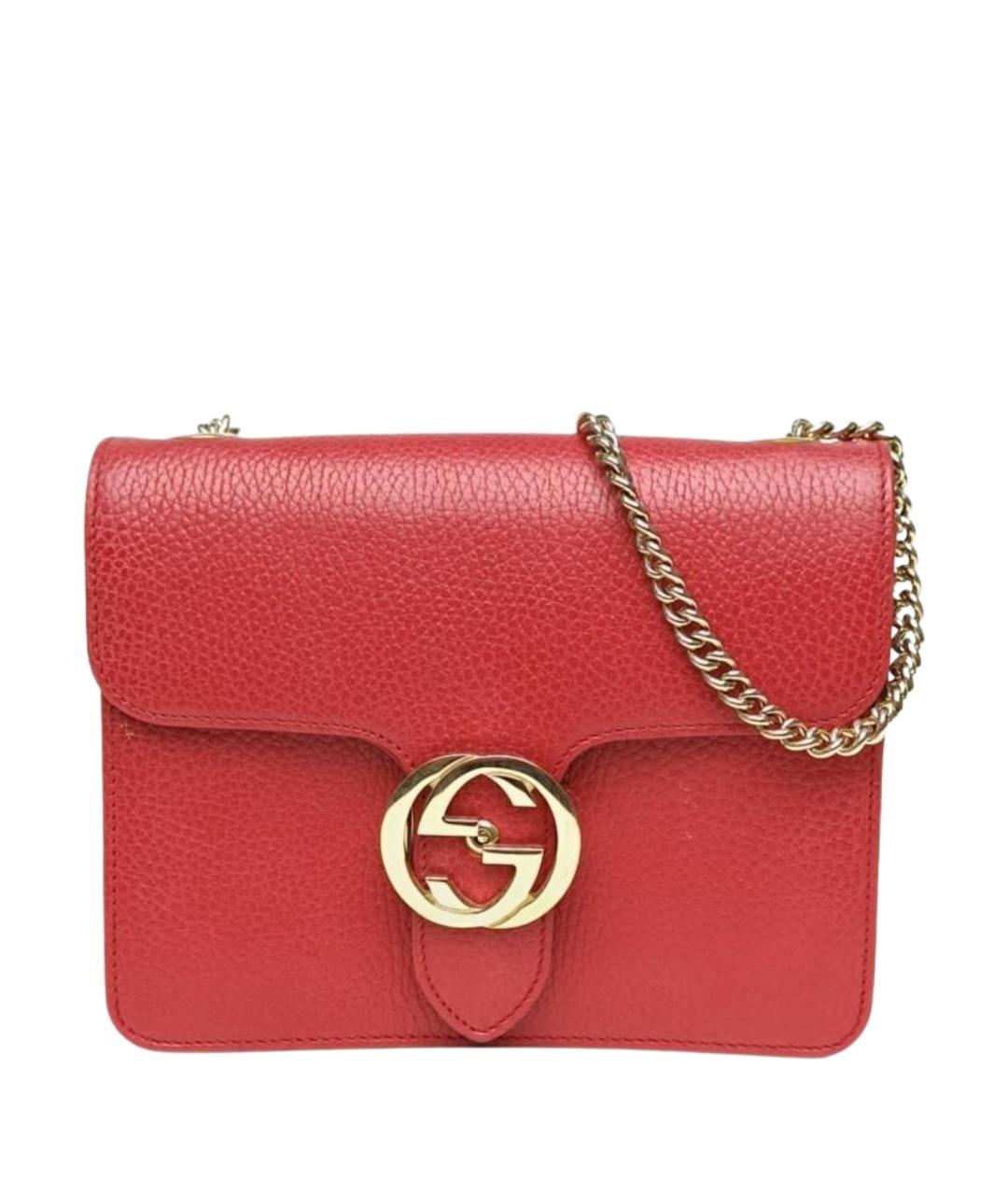 GUCCI Красная кожаная сумка через плечо, фото 1