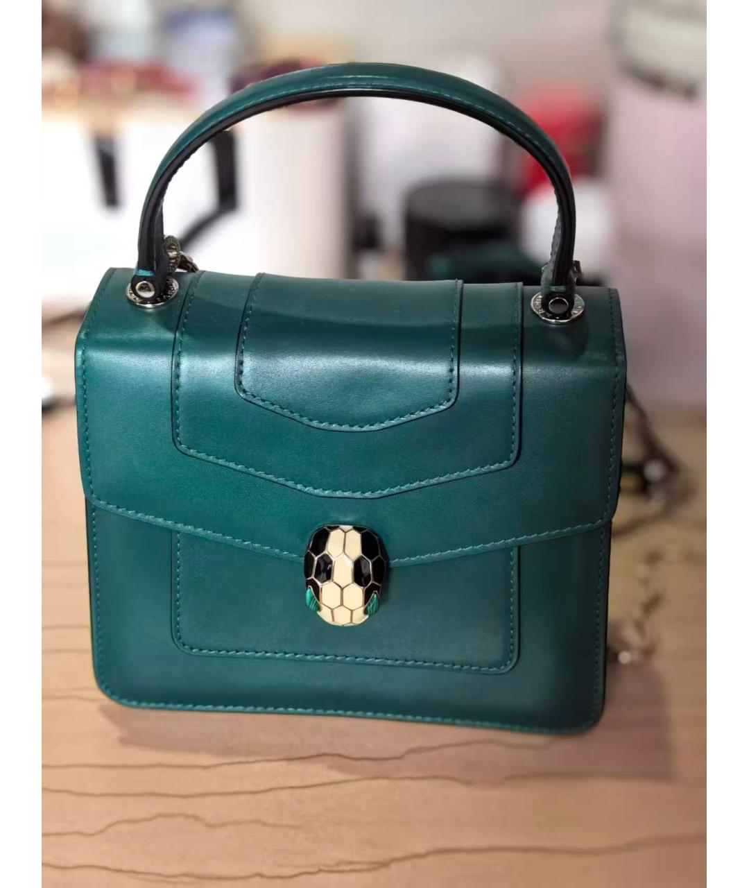 BVLGARI Зеленая кожаная сумка через плечо, фото 9