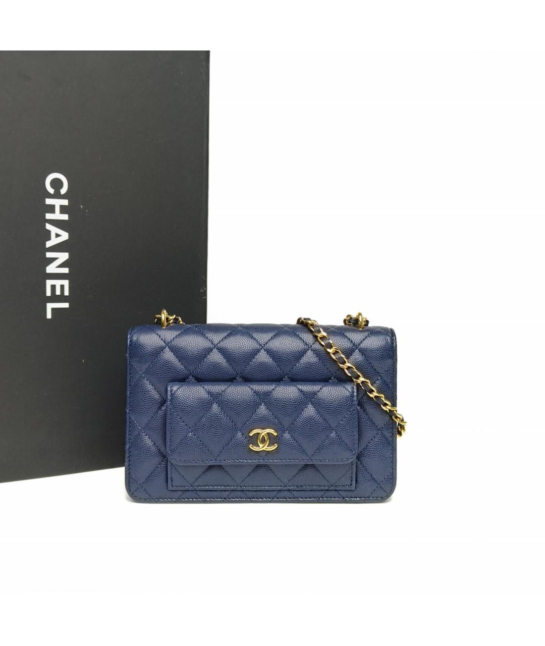 CHANEL Синяя кожаная сумка через плечо, фото 9