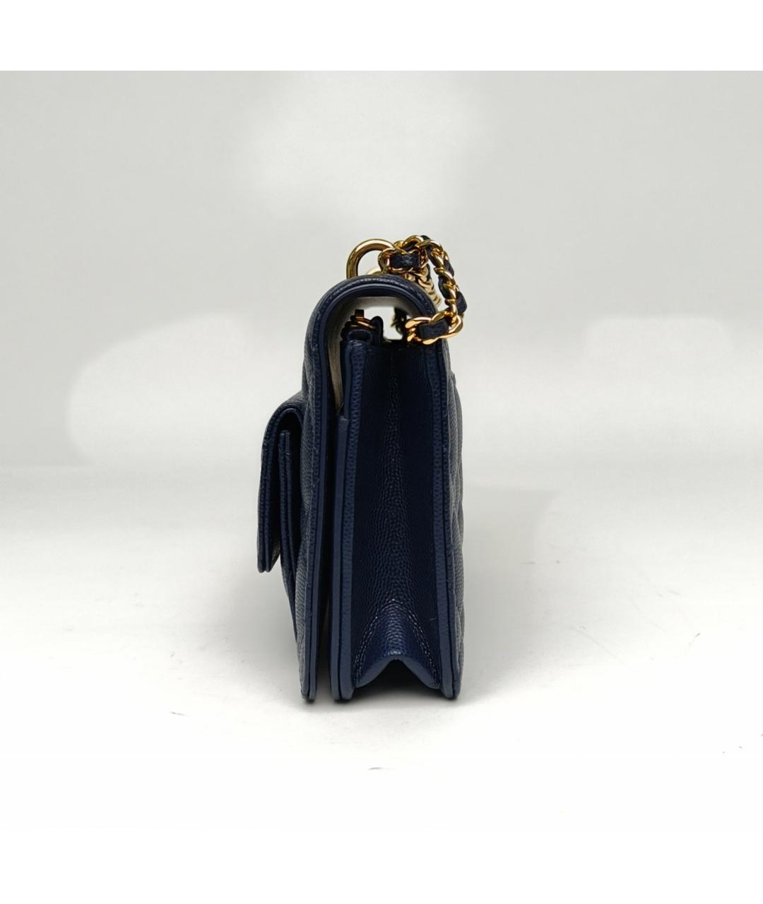 CHANEL Синяя кожаная сумка через плечо, фото 3