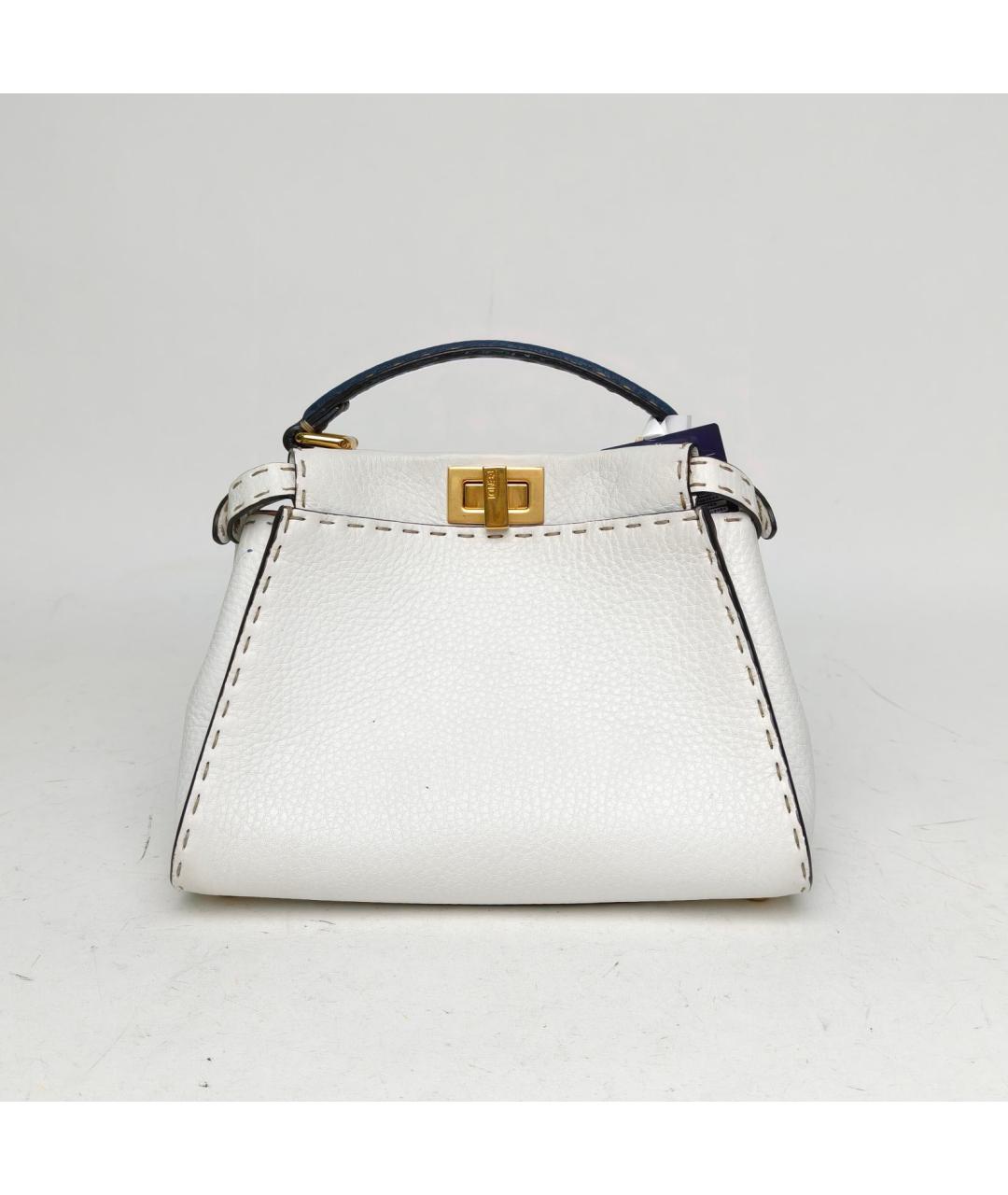 FENDI Белая кожаная сумка через плечо, фото 4