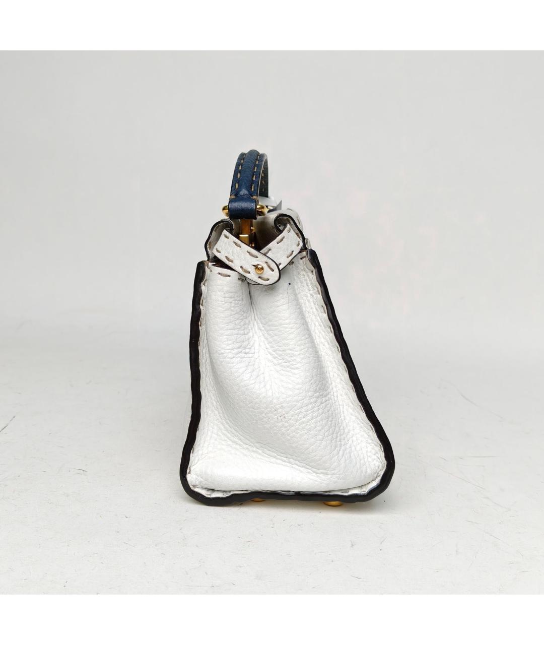 FENDI Белая кожаная сумка через плечо, фото 3