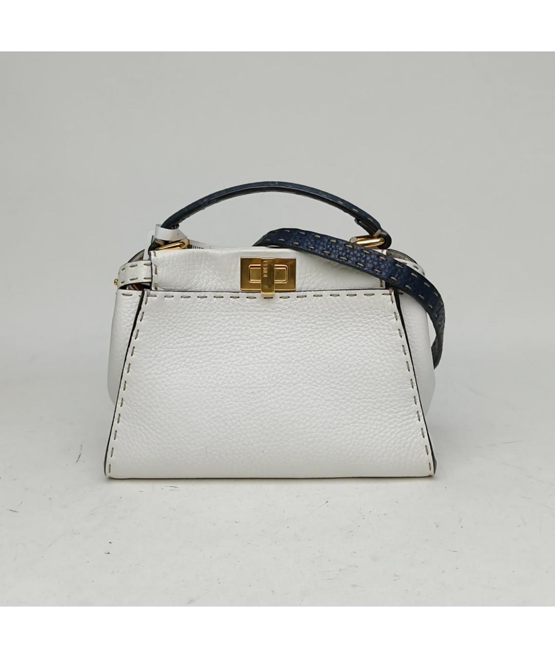 FENDI Белая кожаная сумка через плечо, фото 2