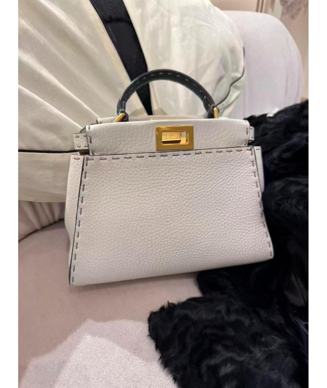 FENDI Белая кожаная сумка через плечо, фото 9