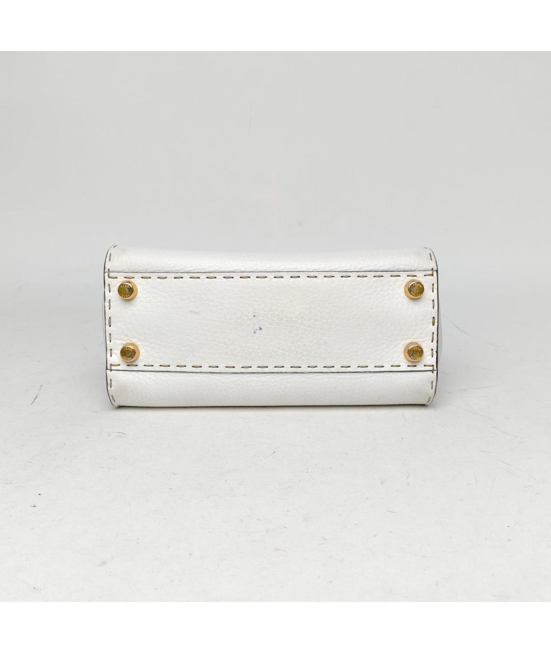 FENDI Белая кожаная сумка через плечо, фото 6