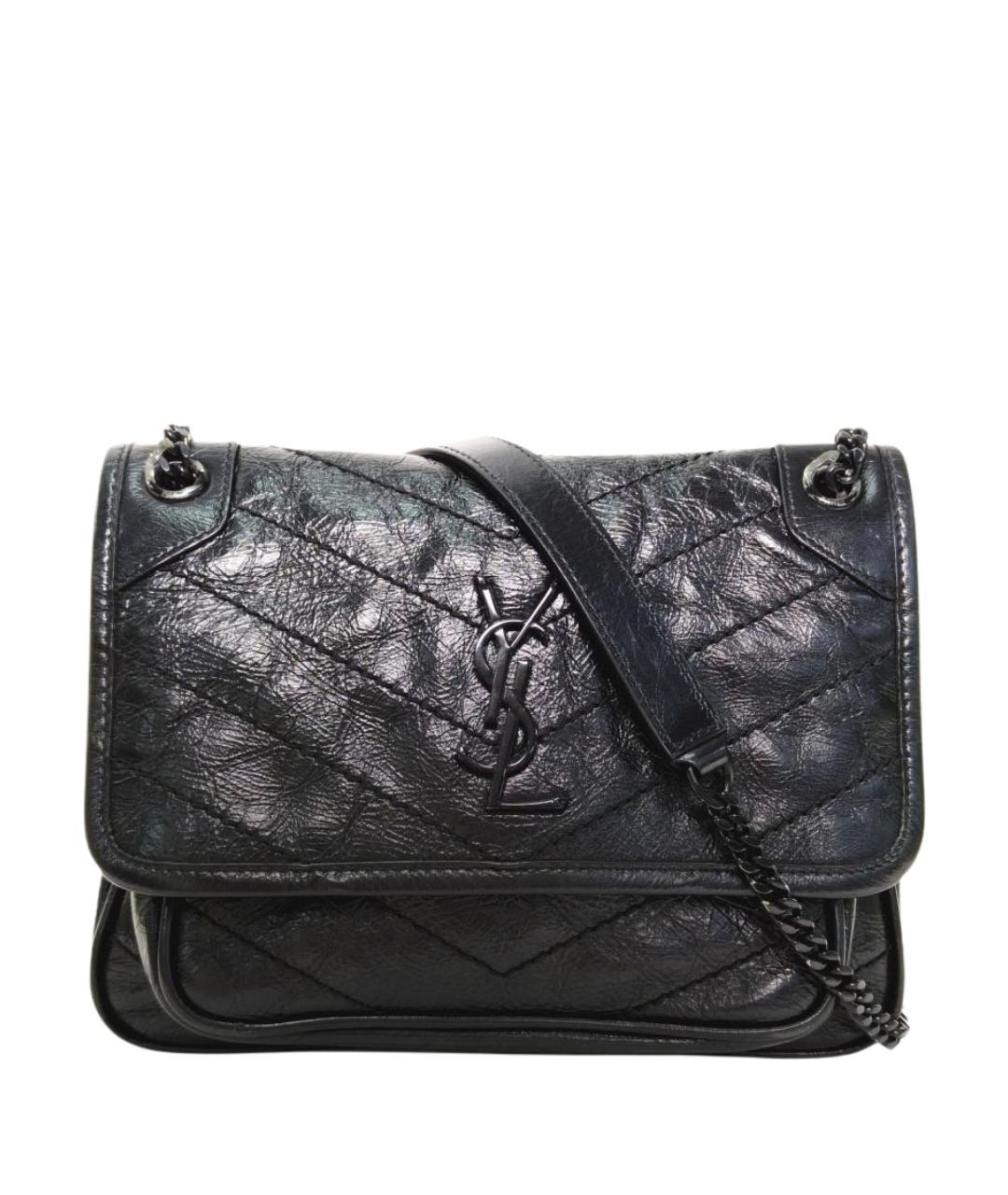 SAINT LAURENT Черная кожаная сумка через плечо, фото 1