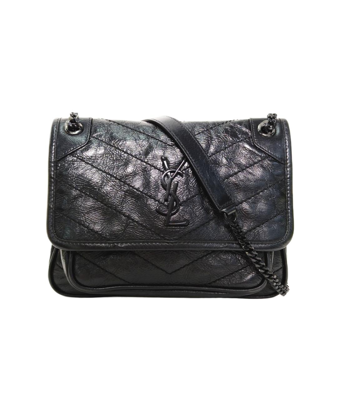 SAINT LAURENT Черная кожаная сумка через плечо, фото 10