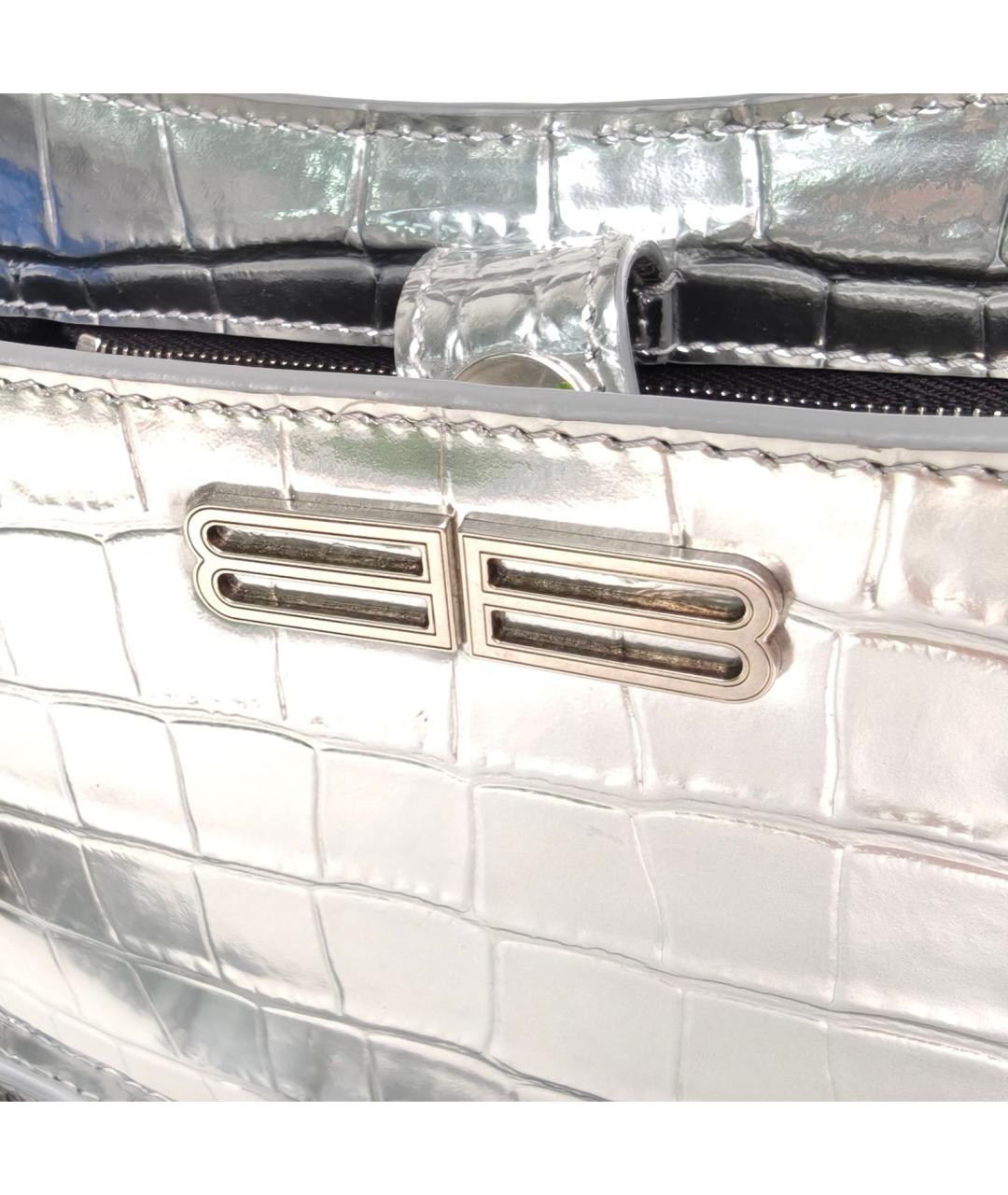 BALENCIAGA Серебряная кожаная сумка через плечо, фото 8