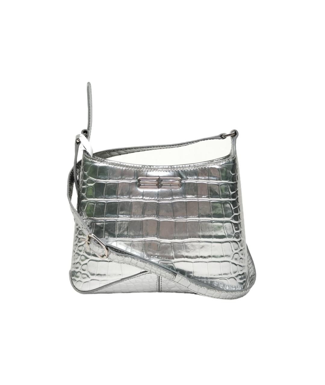 BALENCIAGA Серебряная кожаная сумка через плечо, фото 9