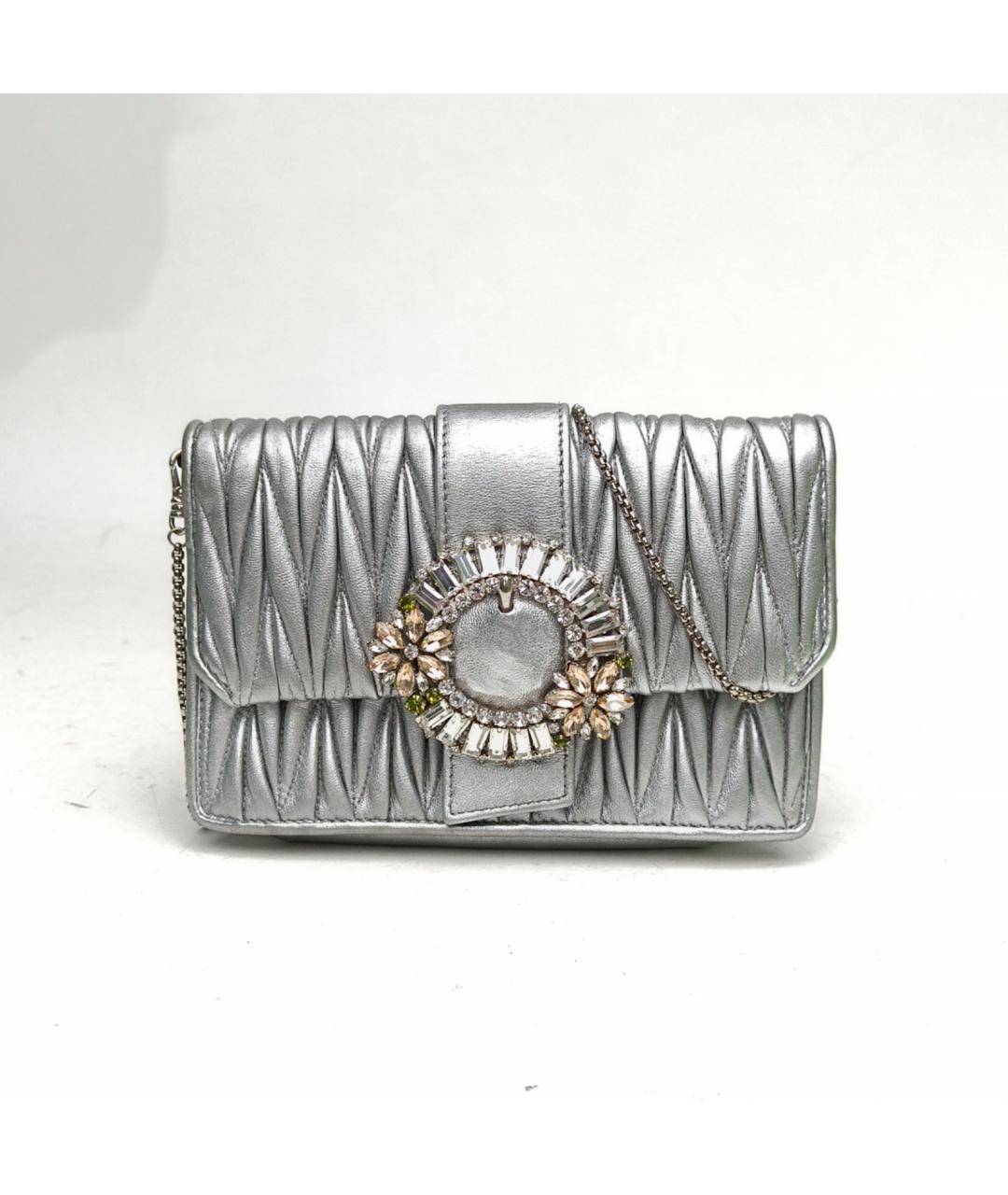 MIU MIU Серебряная кожаная сумка через плечо, фото 2