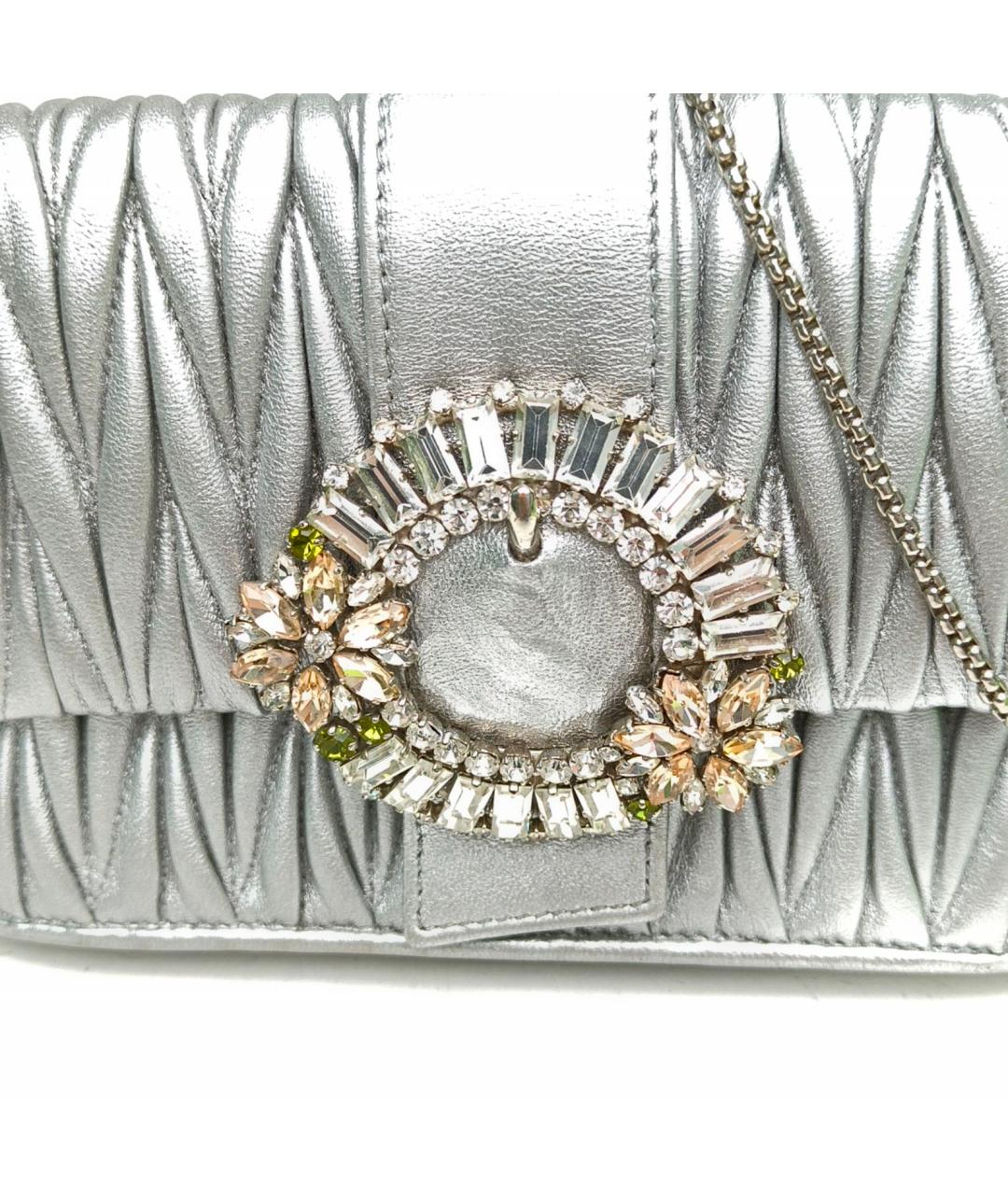 MIU MIU Серебряная кожаная сумка через плечо, фото 8