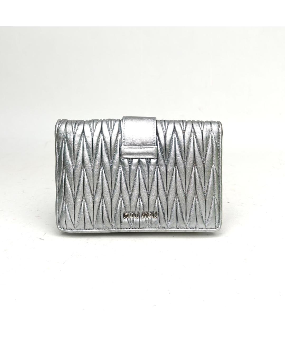 MIU MIU Серебряная кожаная сумка через плечо, фото 4