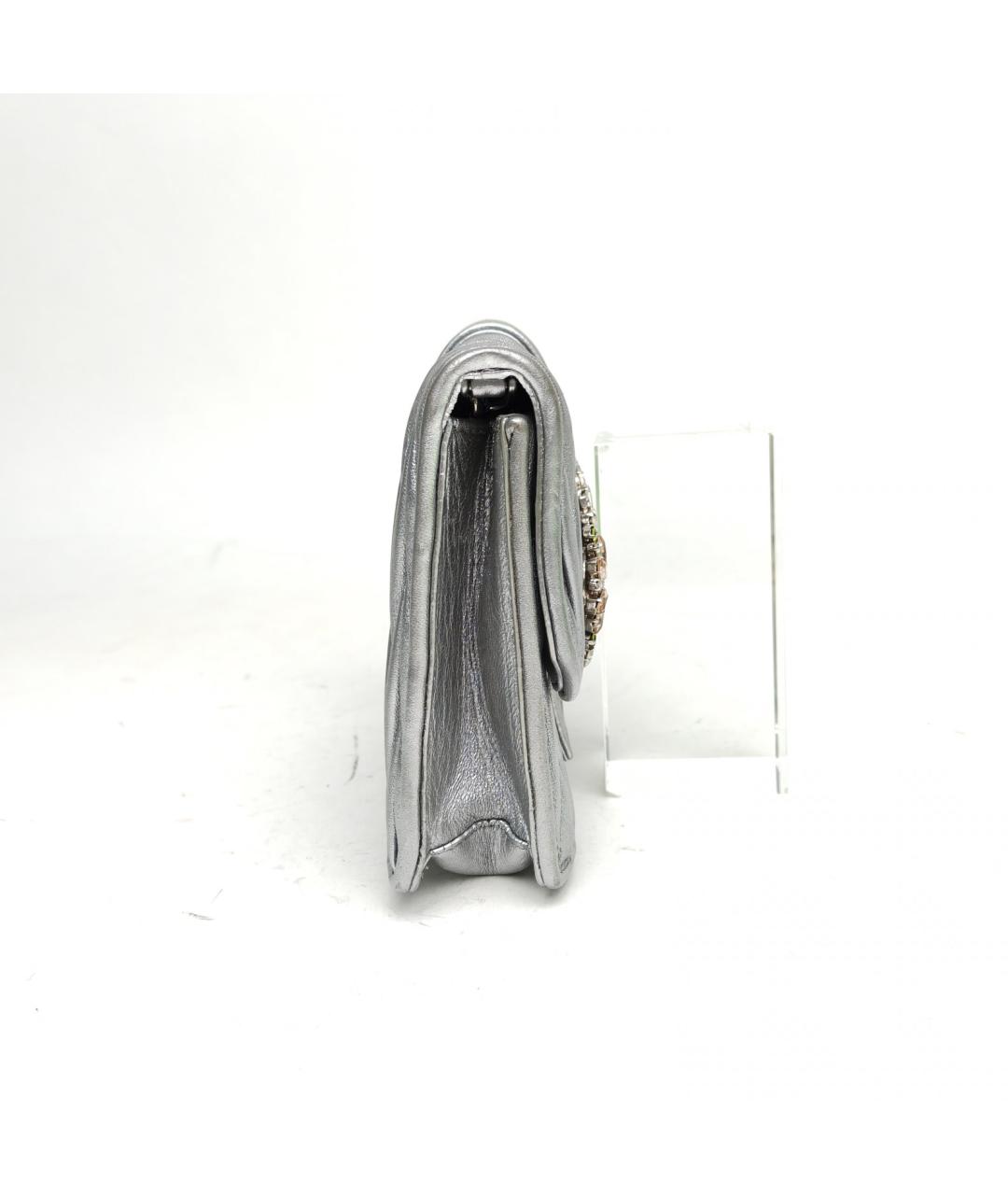 MIU MIU Серебряная кожаная сумка через плечо, фото 5