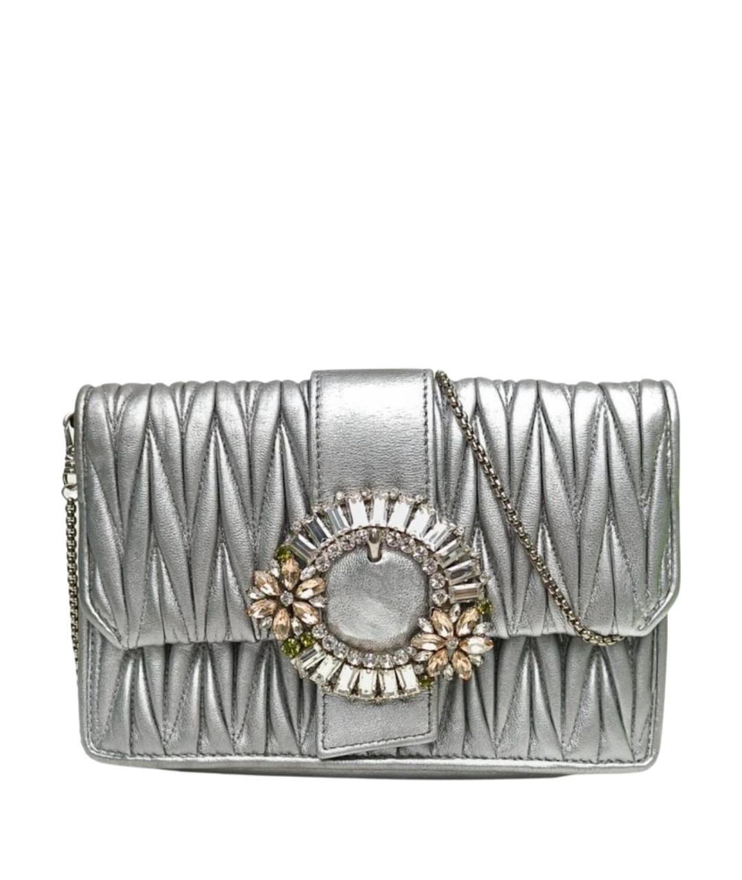 MIU MIU Серебряная кожаная сумка через плечо, фото 1