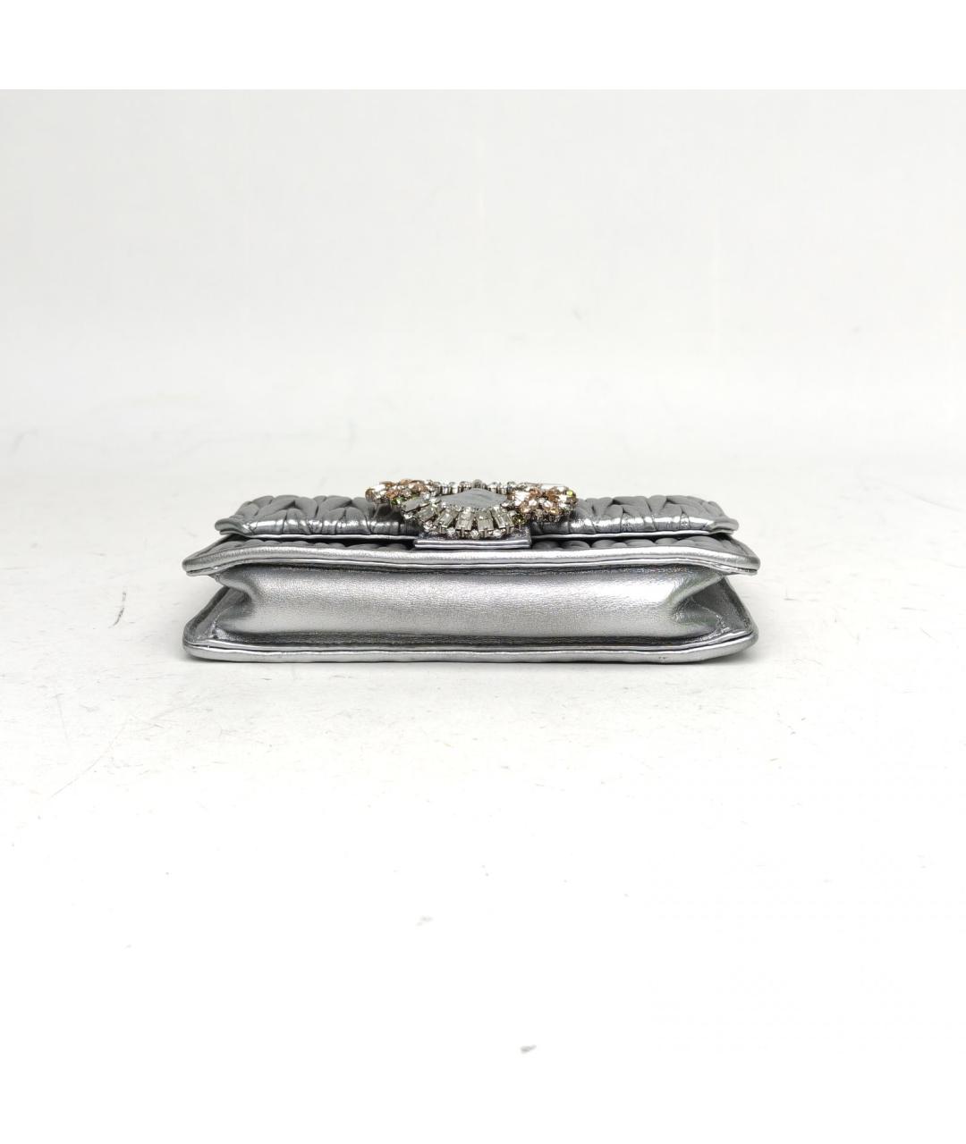 MIU MIU Серебряная кожаная сумка через плечо, фото 6