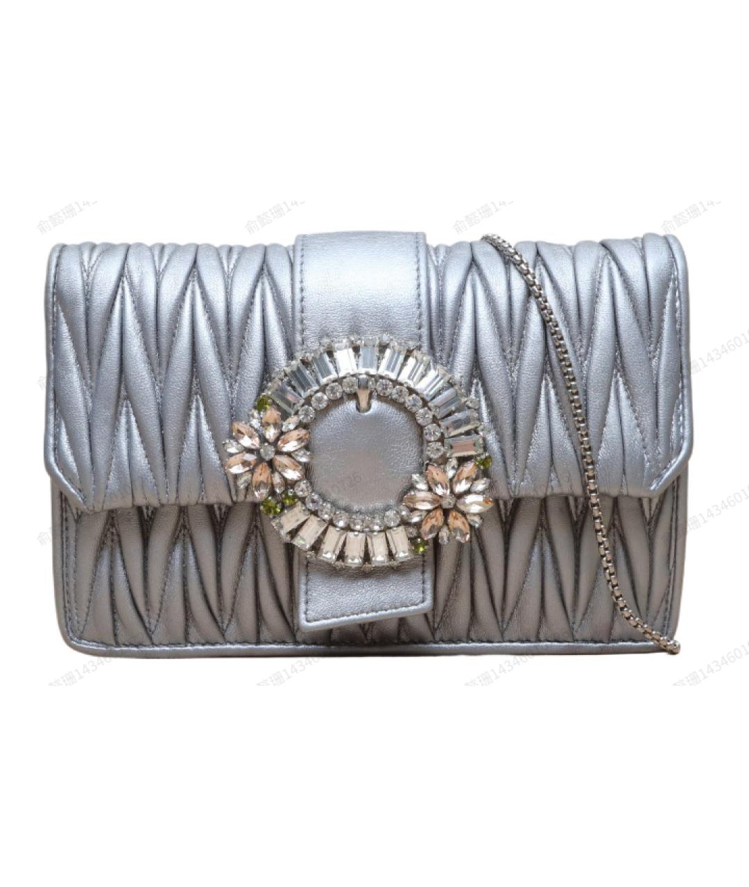 MIU MIU Серебряная кожаная сумка через плечо, фото 9