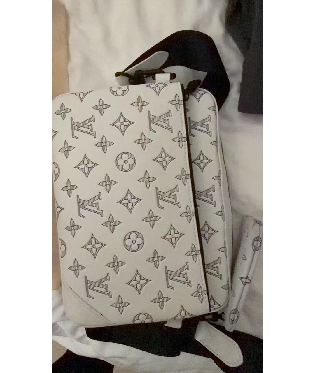 LOUIS VUITTON Белая кожаная сумка через плечо, фото 8