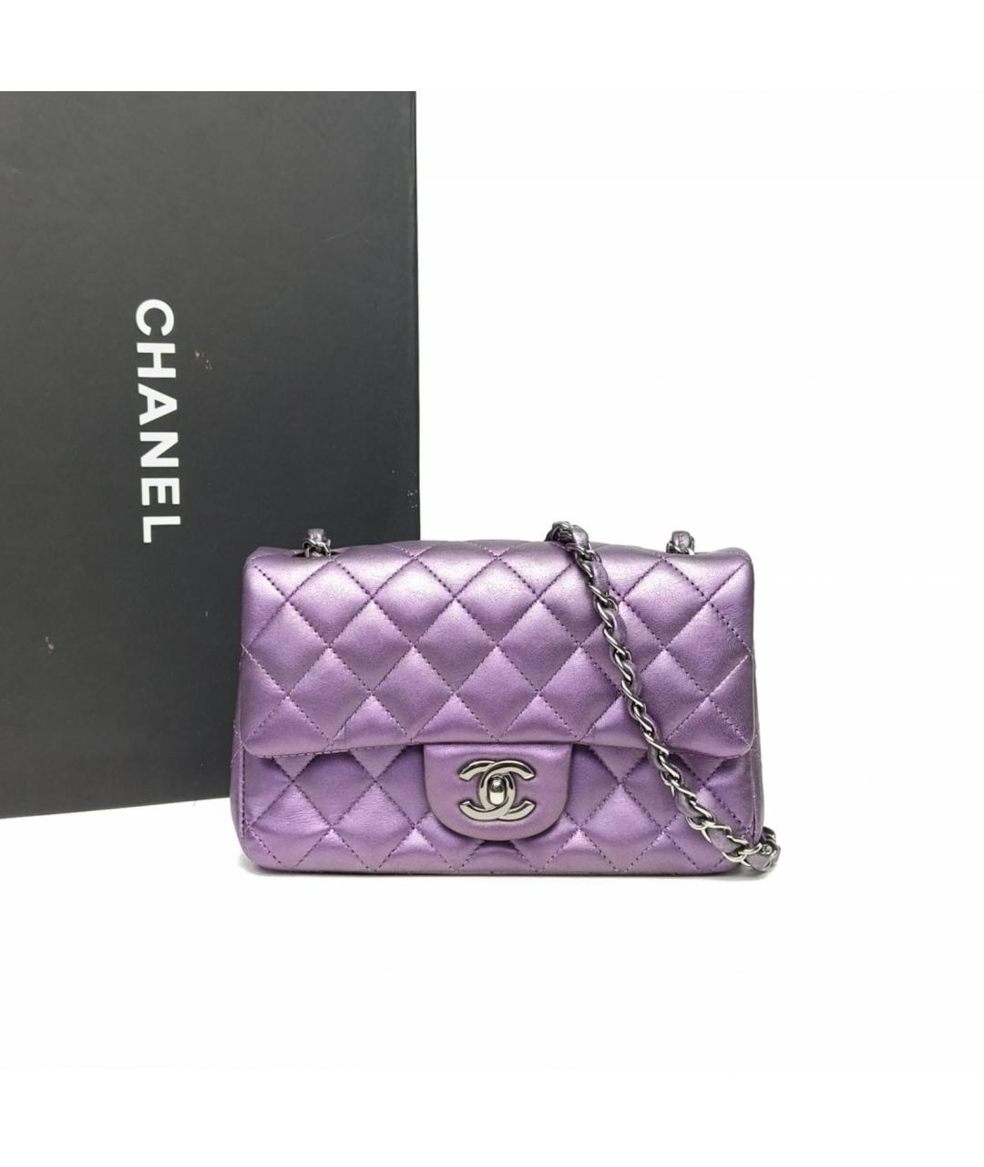 CHANEL Фиолетовая кожаная сумка через плечо, фото 9