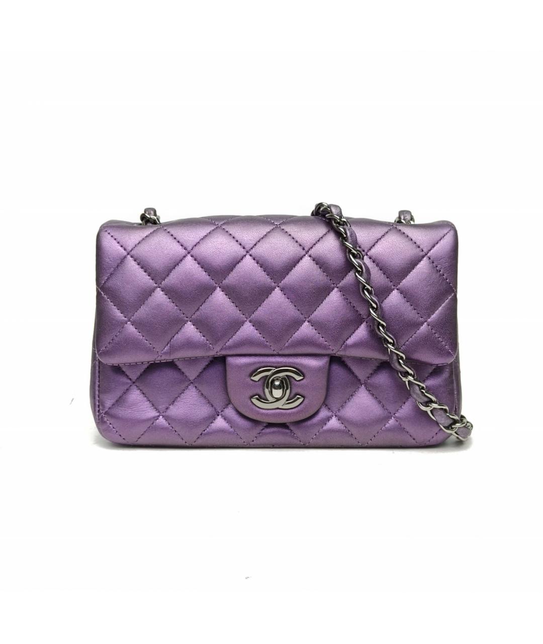 CHANEL Фиолетовая кожаная сумка через плечо, фото 2