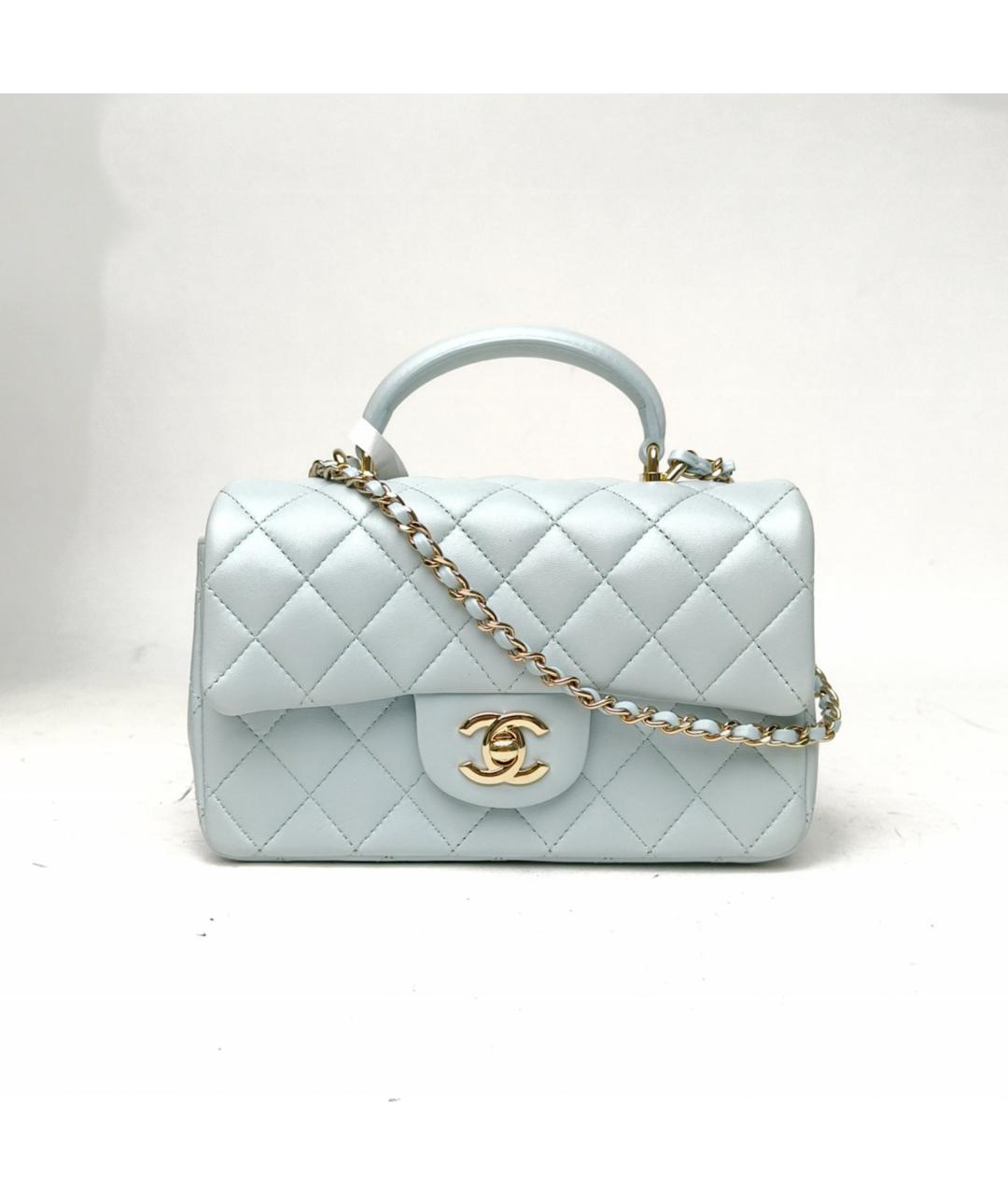 CHANEL Голубая кожаная сумка через плечо, фото 2