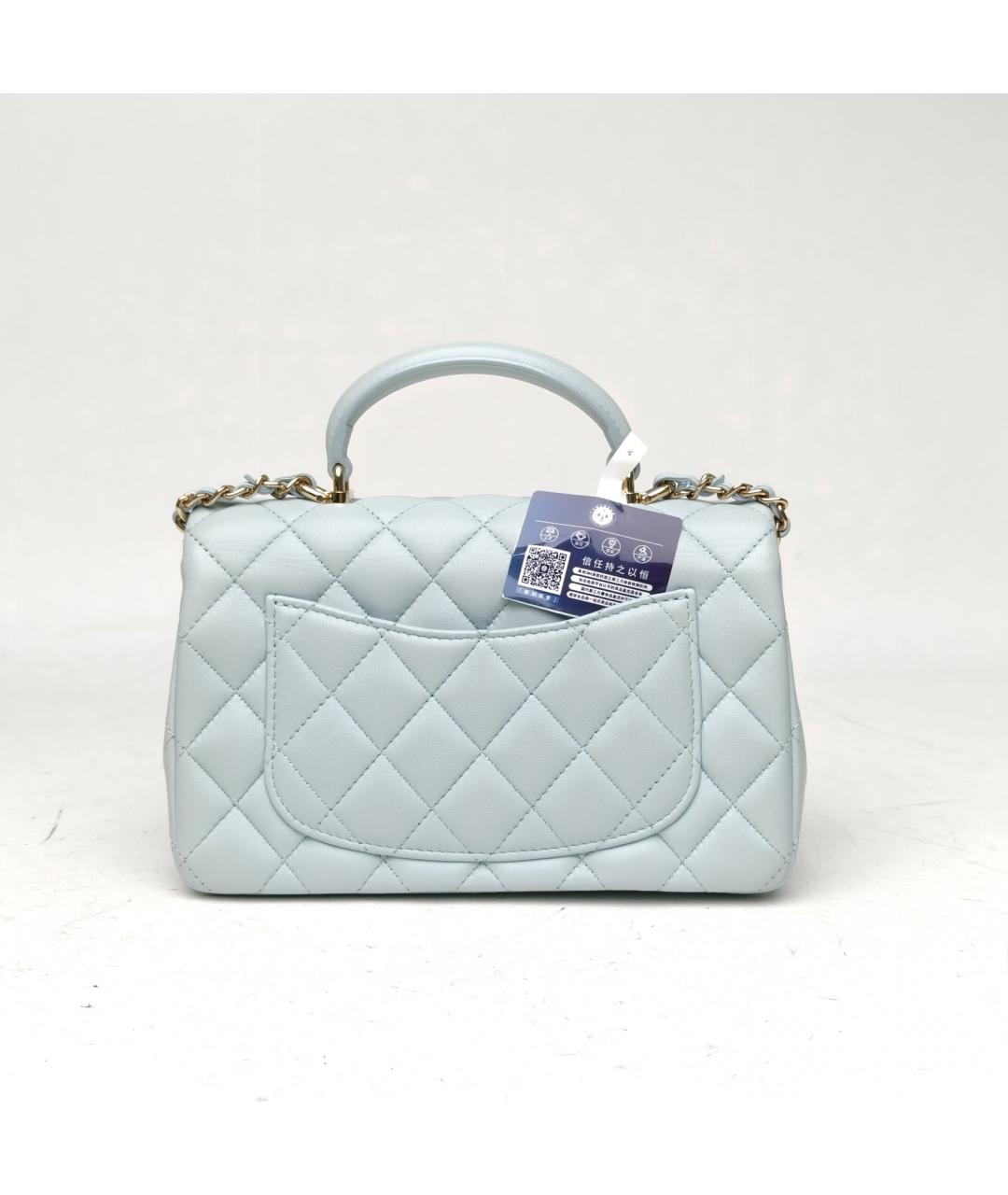 CHANEL Голубая кожаная сумка через плечо, фото 4