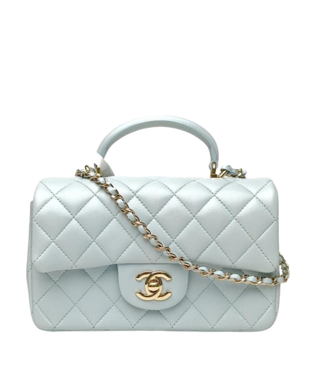 CHANEL Голубая кожаная сумка через плечо, фото 1