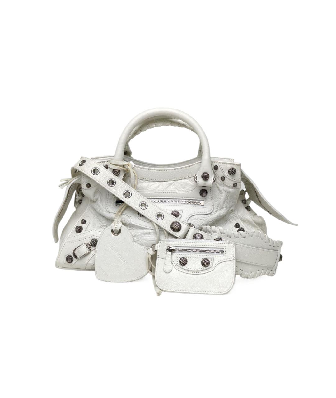 BALENCIAGA Белая кожаная сумка через плечо, фото 10