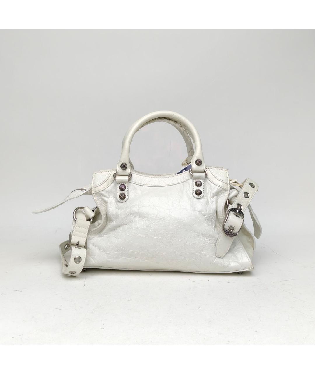 BALENCIAGA Белая кожаная сумка через плечо, фото 4