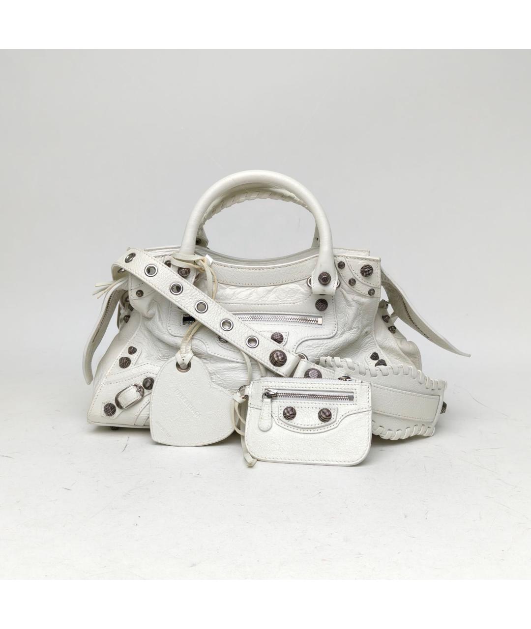 BALENCIAGA Белая кожаная сумка через плечо, фото 2