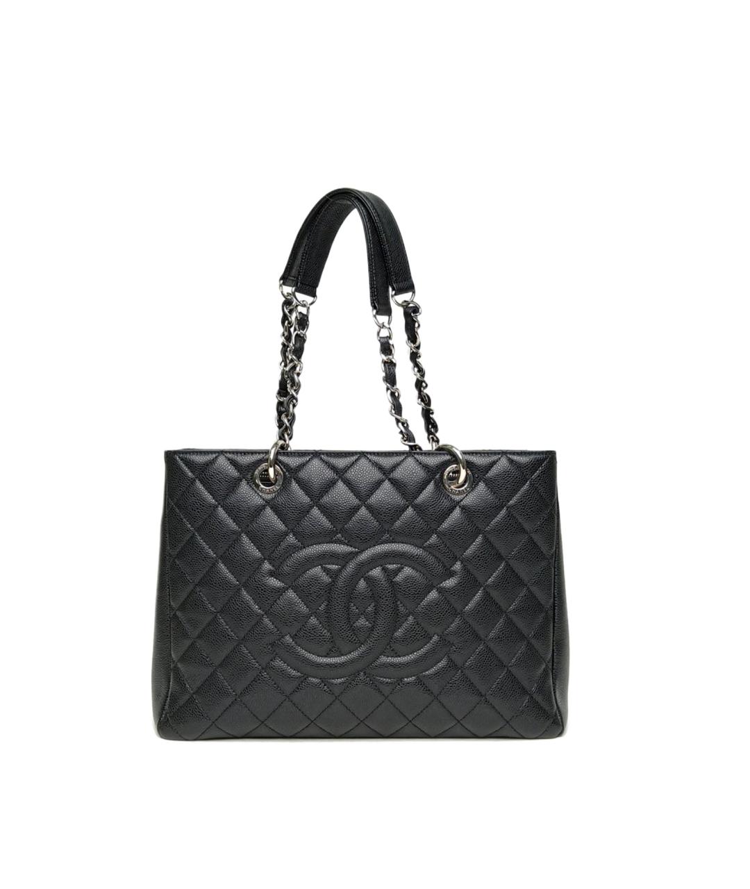 CHANEL Черная кожаная сумка тоут, фото 10