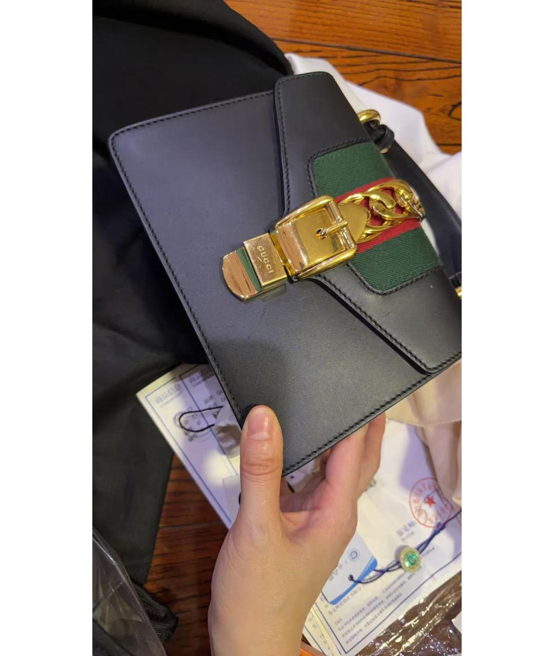 GUCCI Черная кожаная сумка через плечо, фото 9