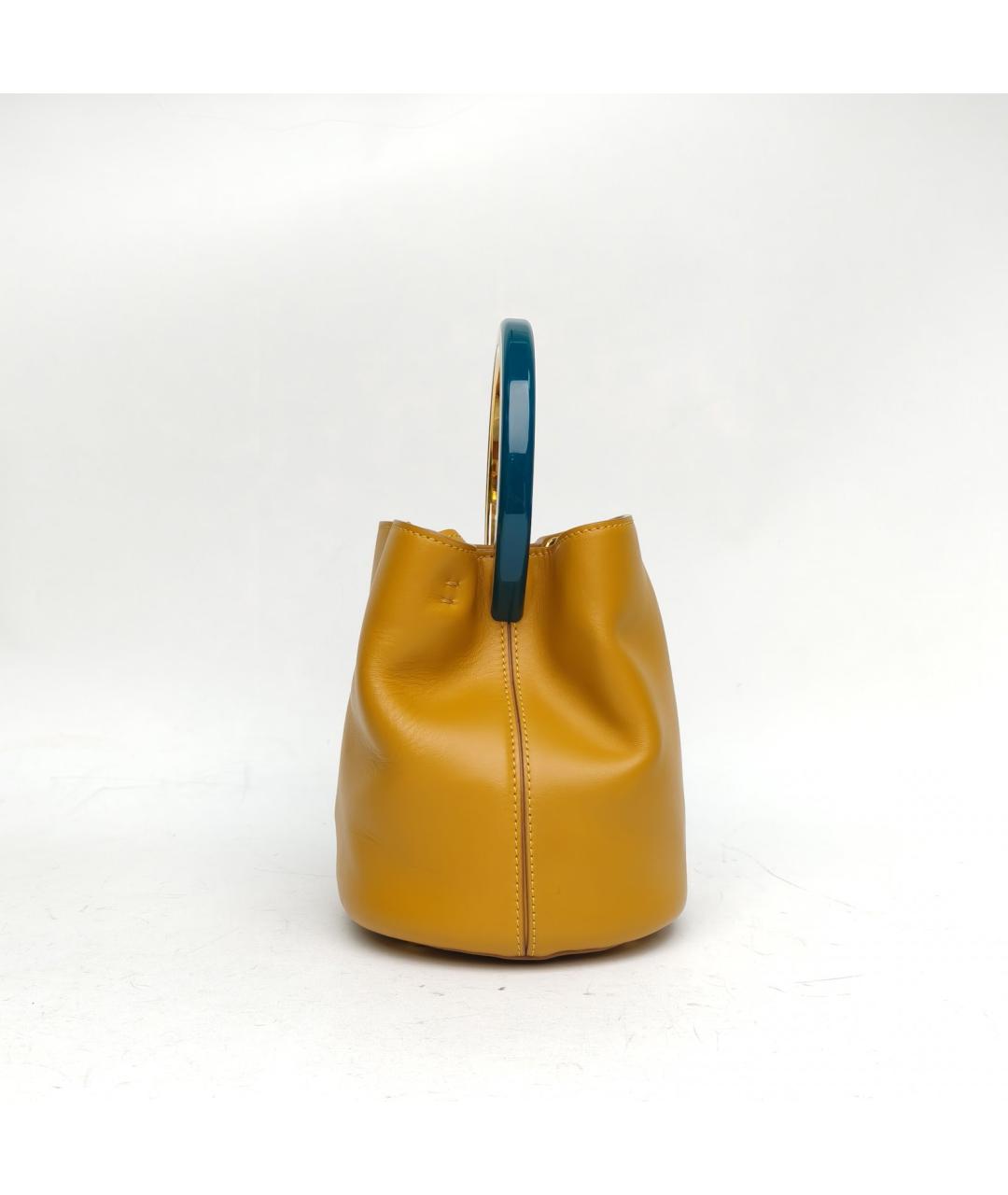 MARNI Желтая кожаная сумка через плечо, фото 5