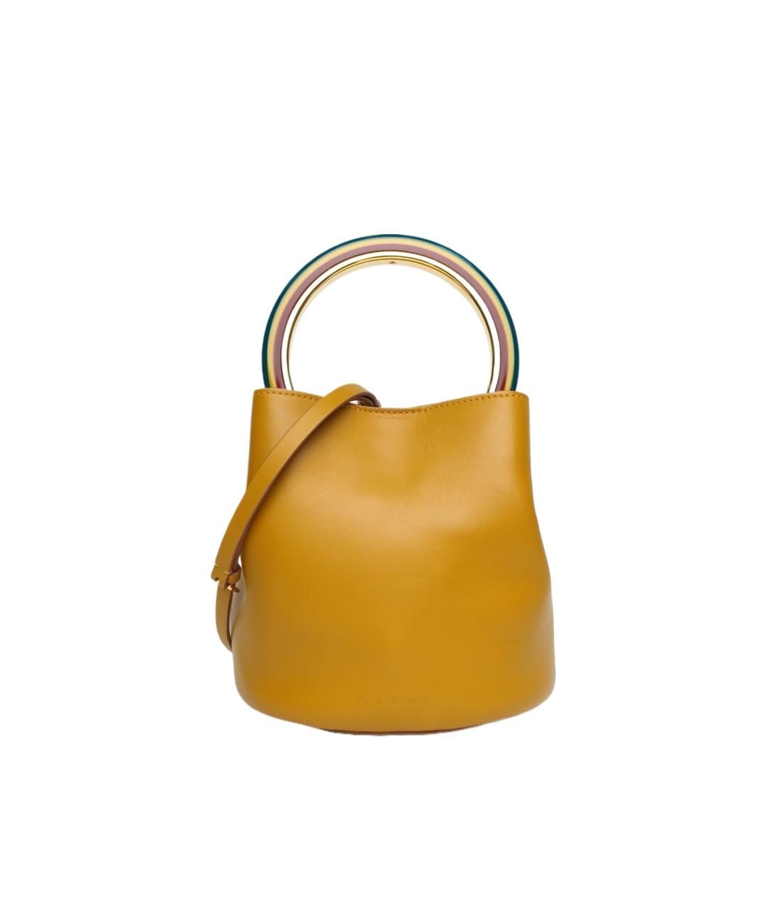 MARNI Желтая кожаная сумка через плечо, фото 10