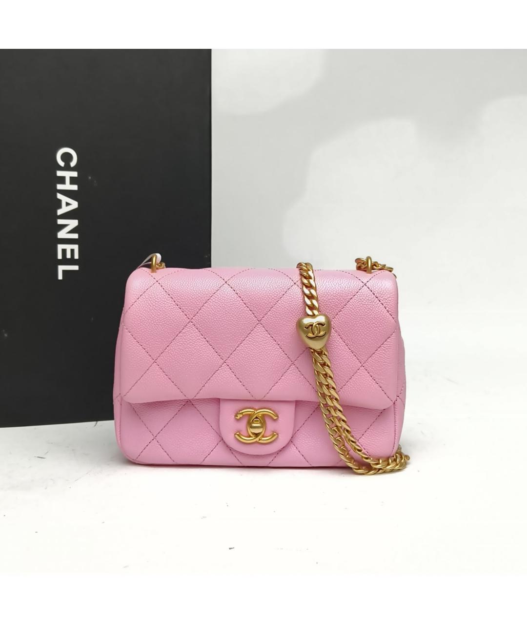 CHANEL Розовая кожаная сумка через плечо, фото 9