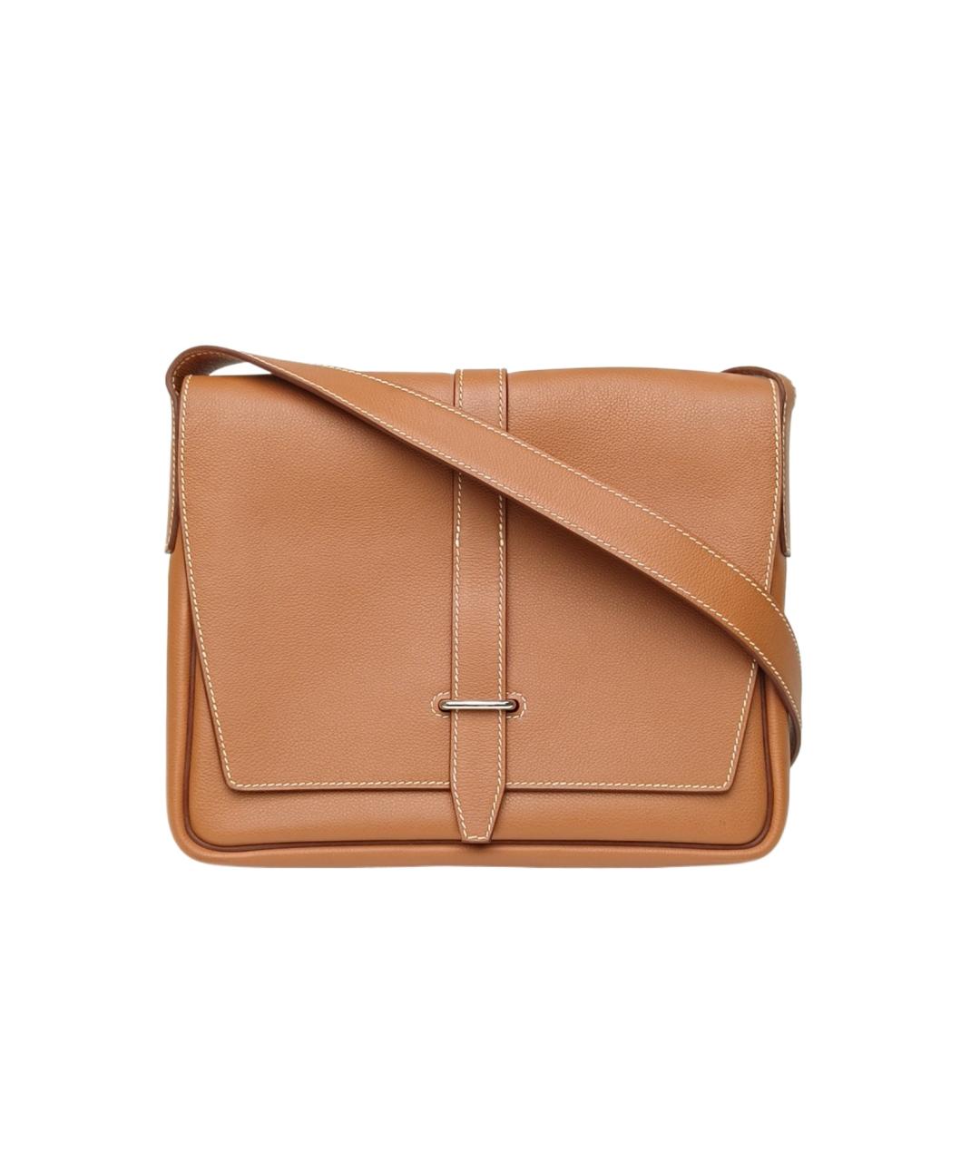 HERMES Коричневая кожаная сумка через плечо, фото 9