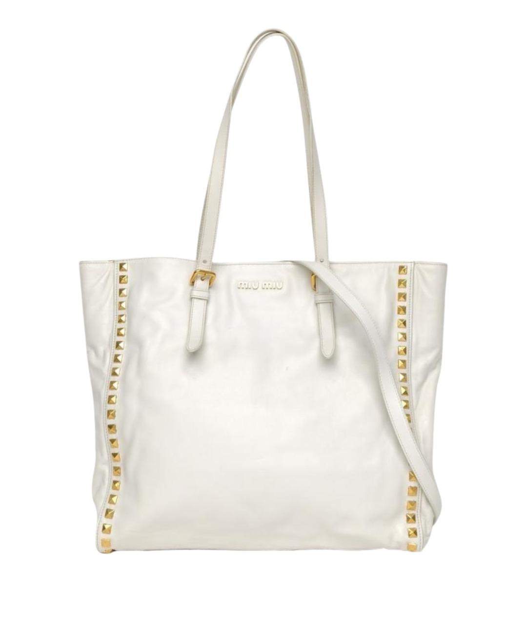 MIU MIU Белая кожаная сумка через плечо, фото 1