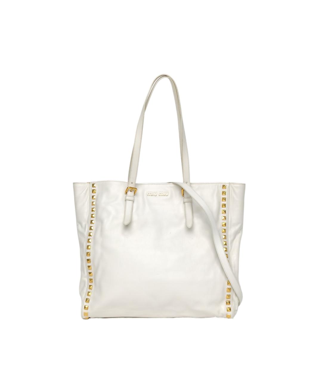 MIU MIU Белая кожаная сумка через плечо, фото 10