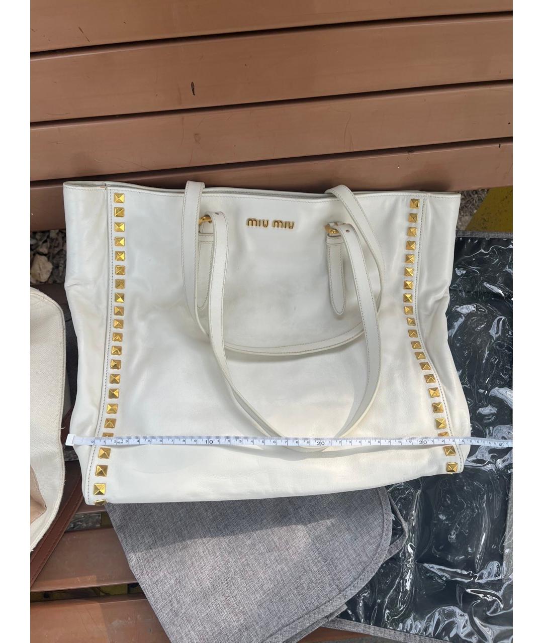 MIU MIU Белая кожаная сумка через плечо, фото 8