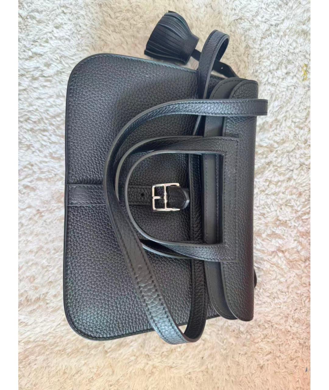 HERMES Черная кожаная сумка через плечо, фото 8