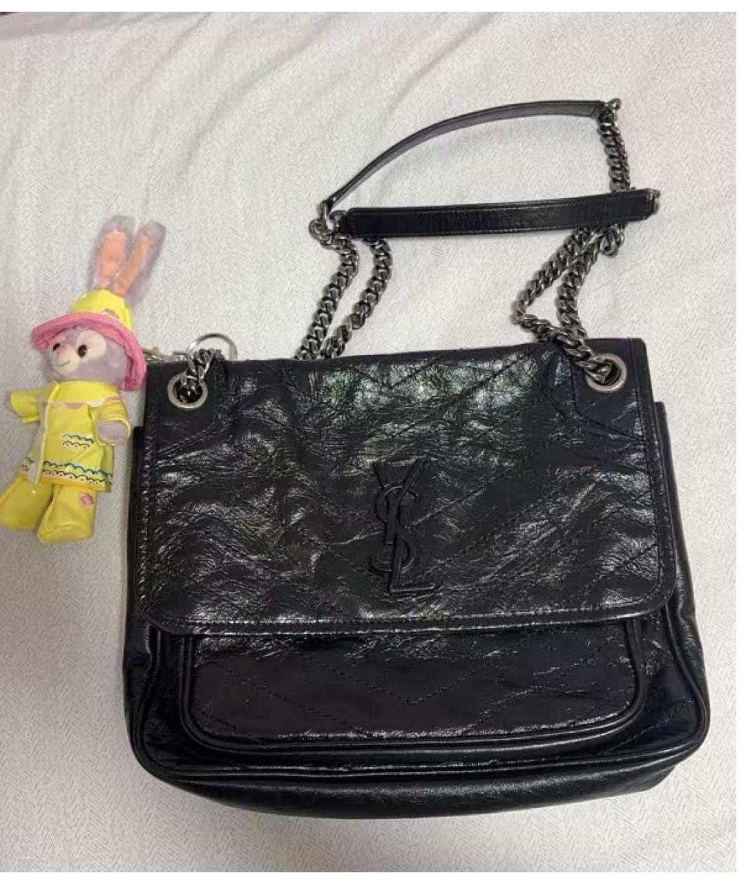 SAINT LAURENT Черная кожаная сумка через плечо, фото 7