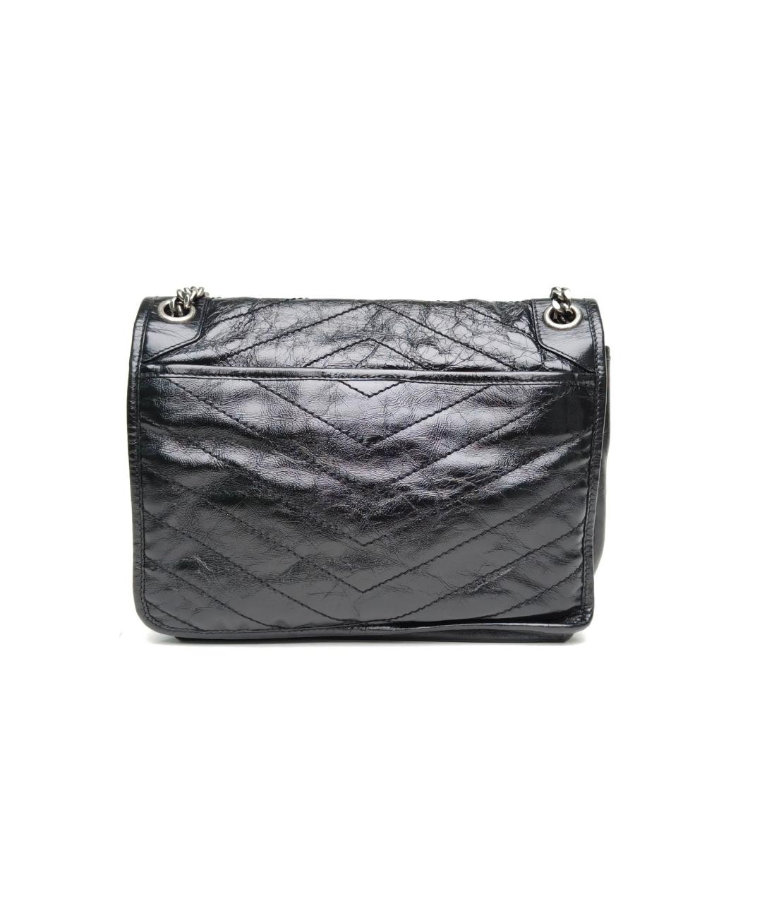 SAINT LAURENT Черная кожаная сумка через плечо, фото 2