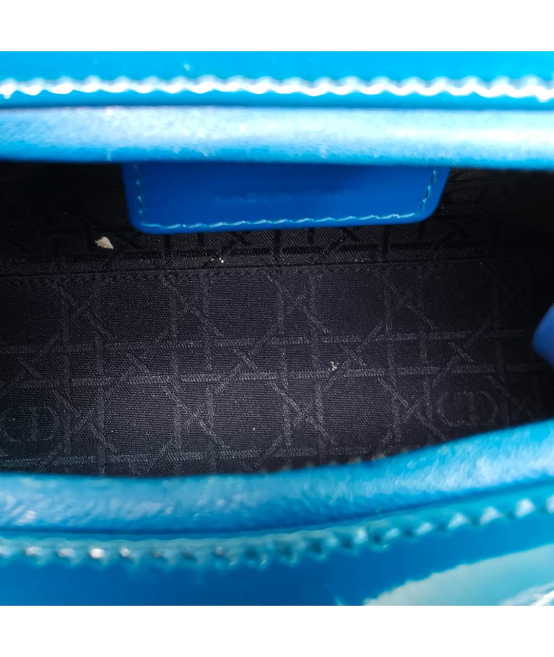 CHRISTIAN DIOR Синяя сумка через плечо из лакированной кожи, фото 7