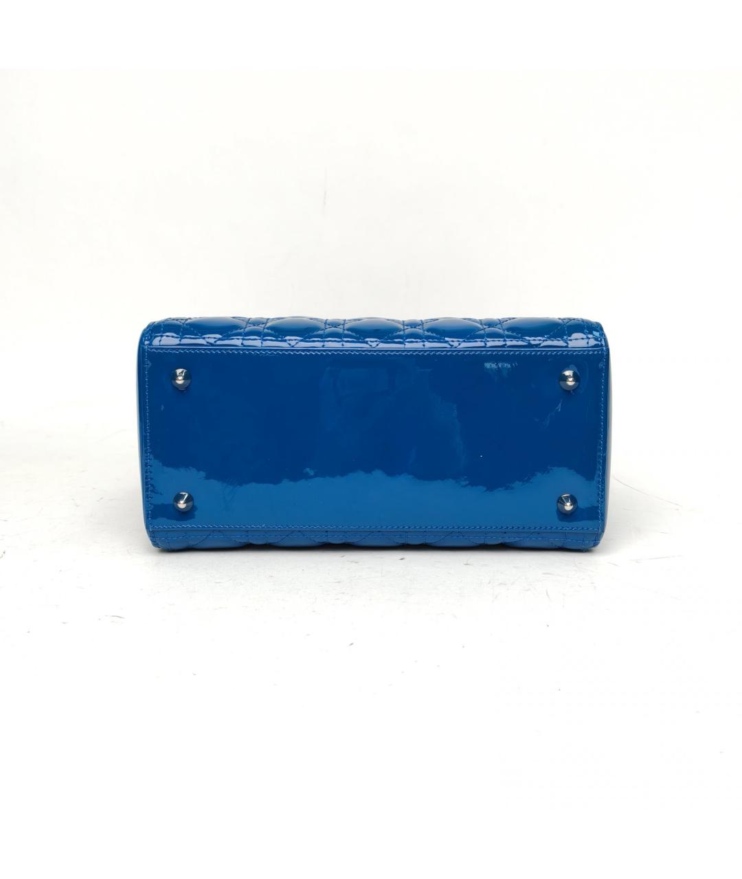CHRISTIAN DIOR Синяя сумка через плечо из лакированной кожи, фото 6